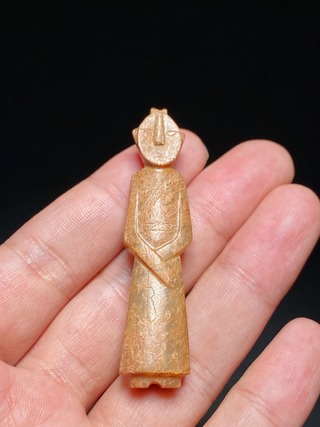 |汉 和田玉受沁 玉人 挂件