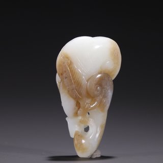 和田玉籽料|旧藏·和田玉籽料灵猴如意挂件