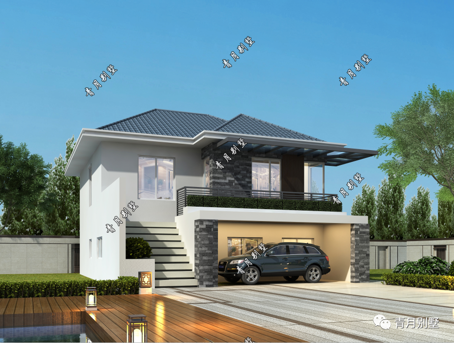 9.4米×11.3米二层现代小别墅，带车库前后长阳台，品味生活的美好！