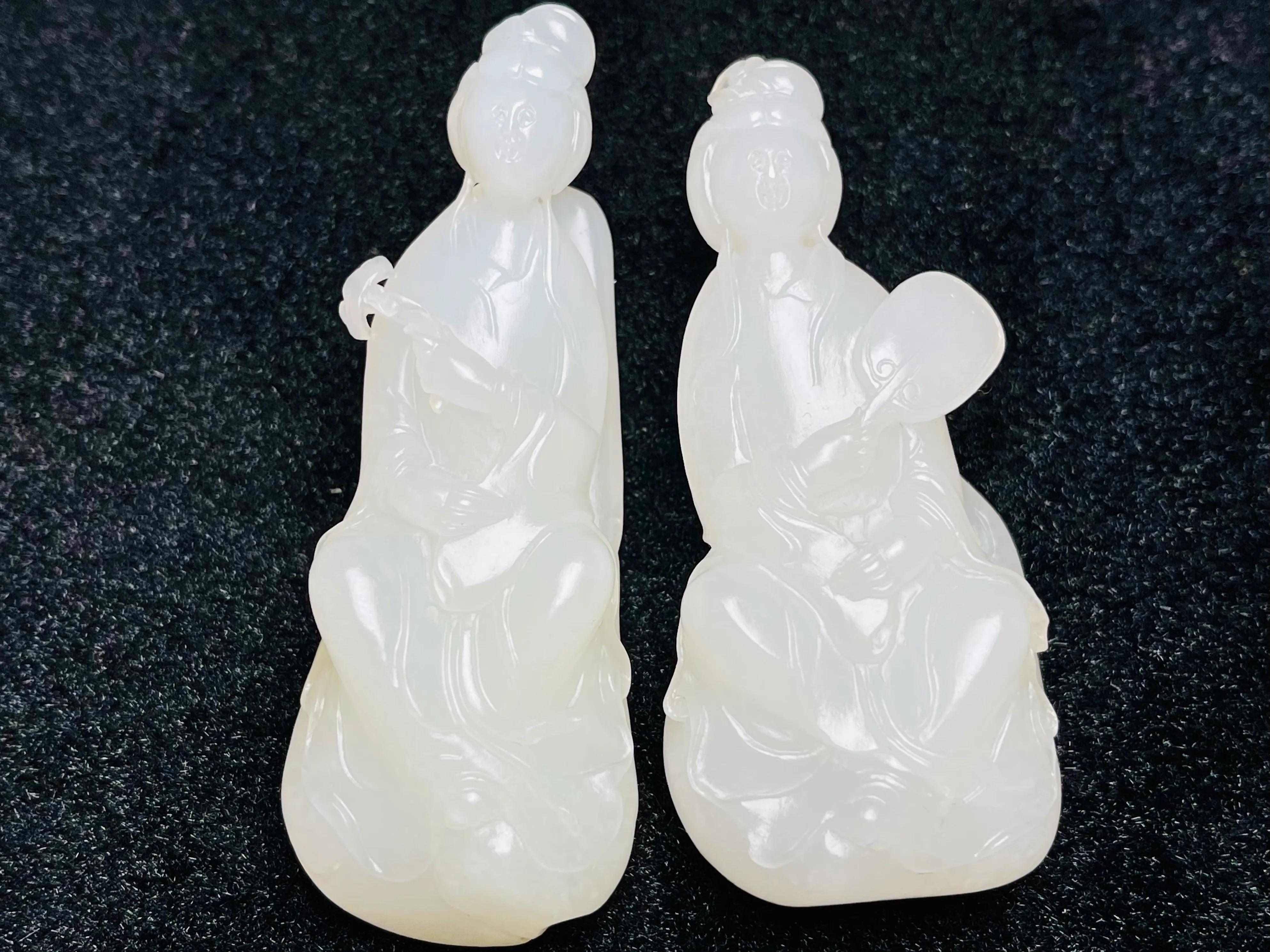 玉雕|玉雕造像的老派之作！和田玉“观音仕女像”！