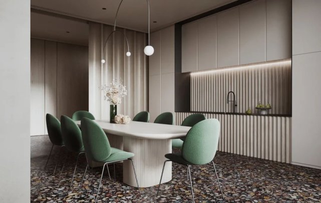 90平代风三居室橙色与绿色大对比配色,收获意想不到的美