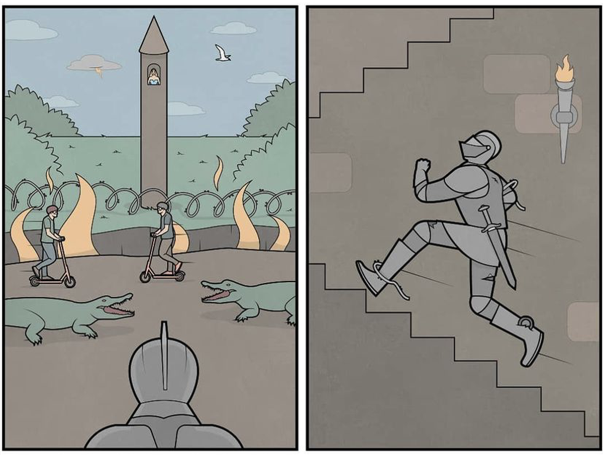 漫画|有趣的反转漫画，神灯盖子变成救生艇气阀，和死神一起打双人街机