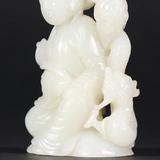 |晚清 和田玉祥龙观音摆件