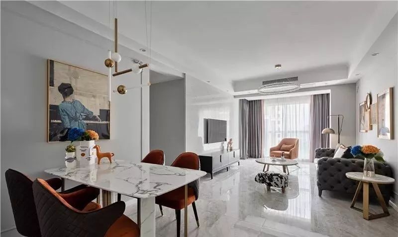 轻奢混搭风,一进门美到了,客厅太有气质