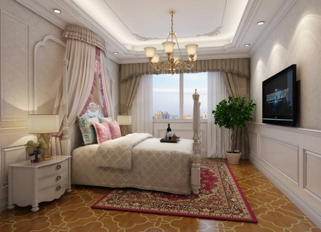 164平欧式五居室,色调较暖,整体空间比较温馨