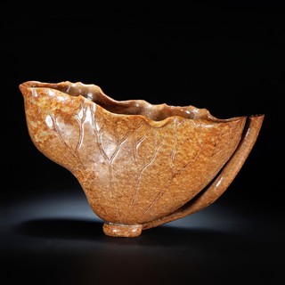 雕刻|宋 和田玉籽料沁色 玉荷叶洗 荷叶杯 摆件 文房