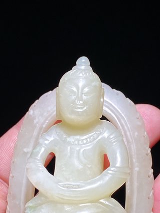 nx|清 和田玉白玉 释迦摩尼 佛像 摆件