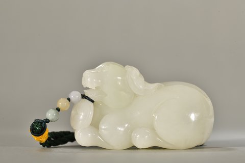 和田玉籽料|和田玉籽料童子戏牛摆件