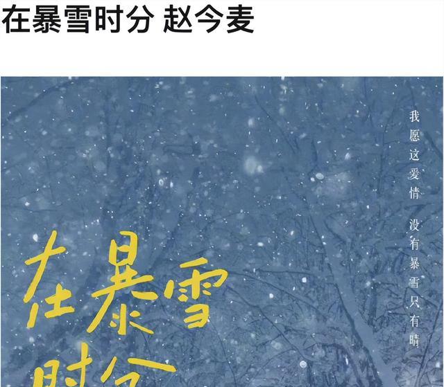 童星|曝《在暴雪时分》筹备开拍，网传女主赵今麦，男主还是个童星演员