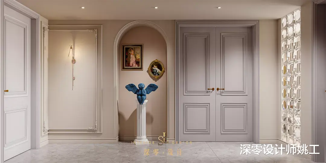 155㎡复式简约,角花线条编排弧形吊顶,优雅的花色电视墙让人痴迷