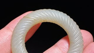 和田玉籽料|汉 和田玉籽料 白玉 绞丝纹 玉环 挂件