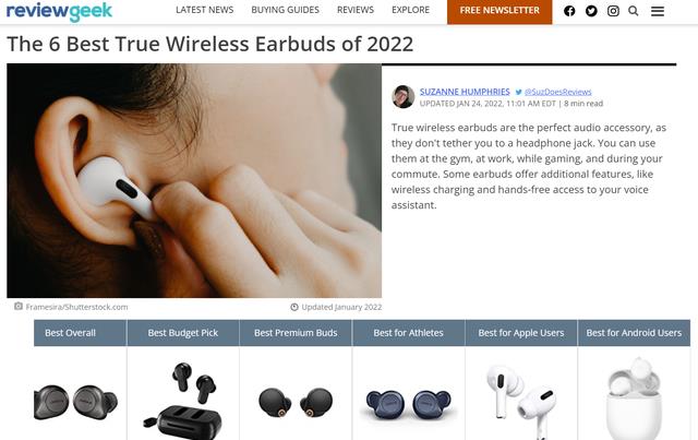 oppo reno8|国外著名测评网站ReviewGeek评：2022年6大最佳真无线耳机