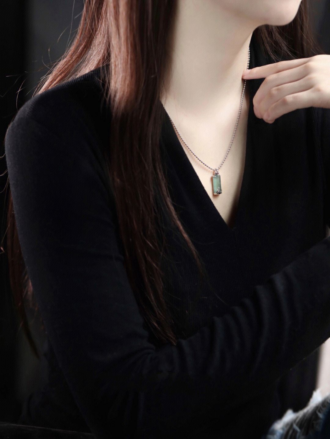 翡翠|晴水翡翠无事牌项链