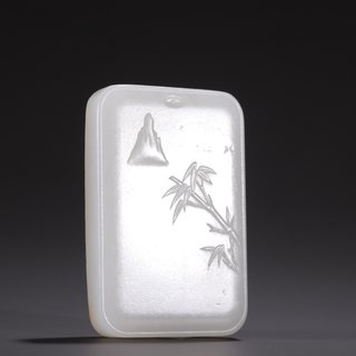 和田玉籽料|旧藏·和田玉籽料君子竹玉牌