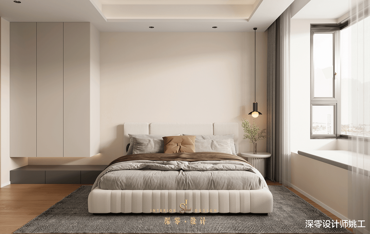 卧室面积有限?试将床头柜+衣柜一体化,衣柜两侧留壁龛功能更齐全