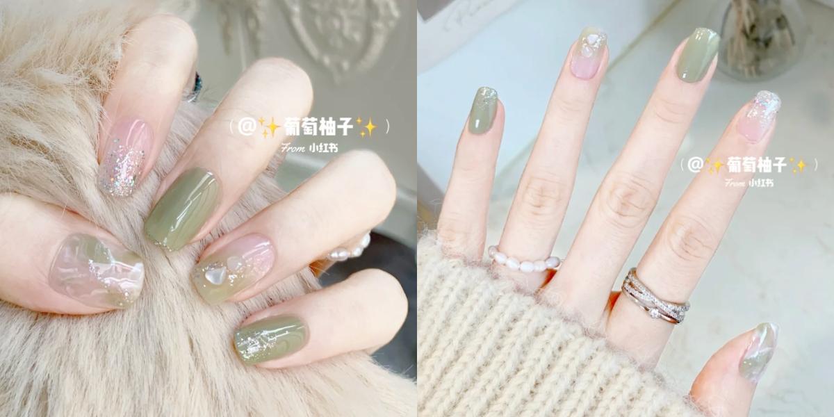 美甲 马卡龙薄荷显白～2022初夏「抹茶奶霜」绿色系美甲推荐！