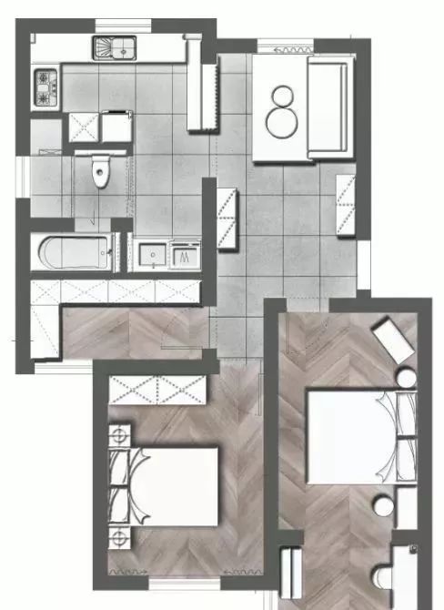 84平的北欧风小户型二居室,还挤出了衣帽间和书房