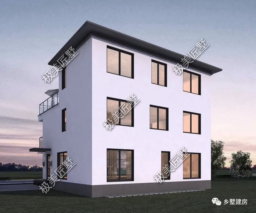 看一眼就爱上的别墅,占地11.2X10米,灰白格调现代风