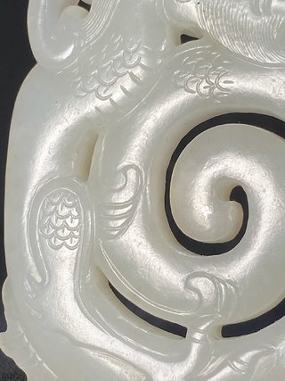 乾隆|清乾隆 和田玉籽料 白玉 透雕龙纹珮 玉珮挂件把件