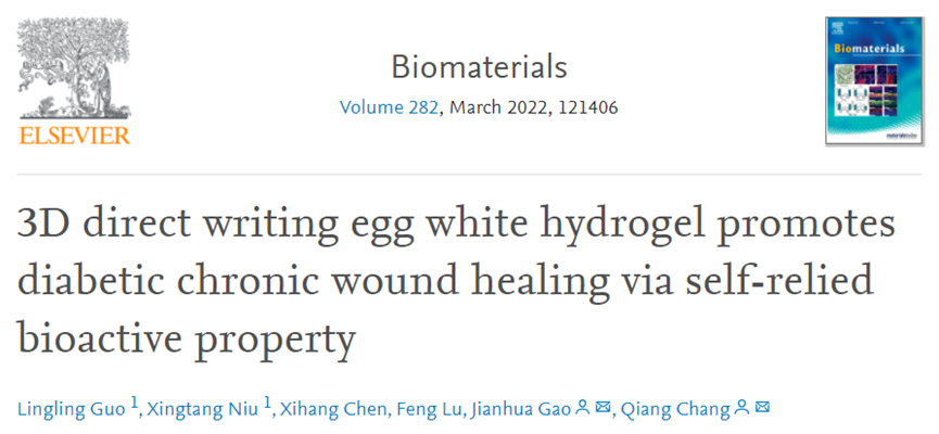 3D打印|南方医科大学最新科研进展:3D打印直写蛋清水凝胶,促进糖尿病慢性伤口愈合!