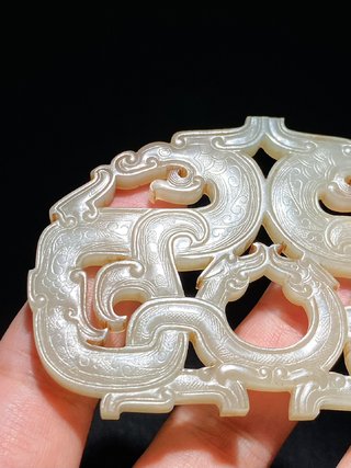 交易|战国 和田玉籽料 白玉 龙纹 楚式 玉珮