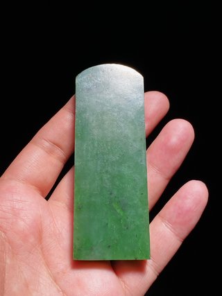 银行|清 和田玉籽料 碧玉 道家符箓纹牌