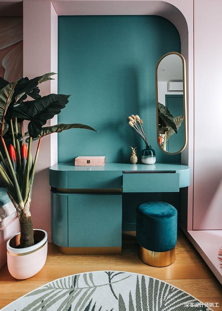 就爱这个色彩缤纷的家,128㎡客餐厨好在改一体化,面积再小也不怕