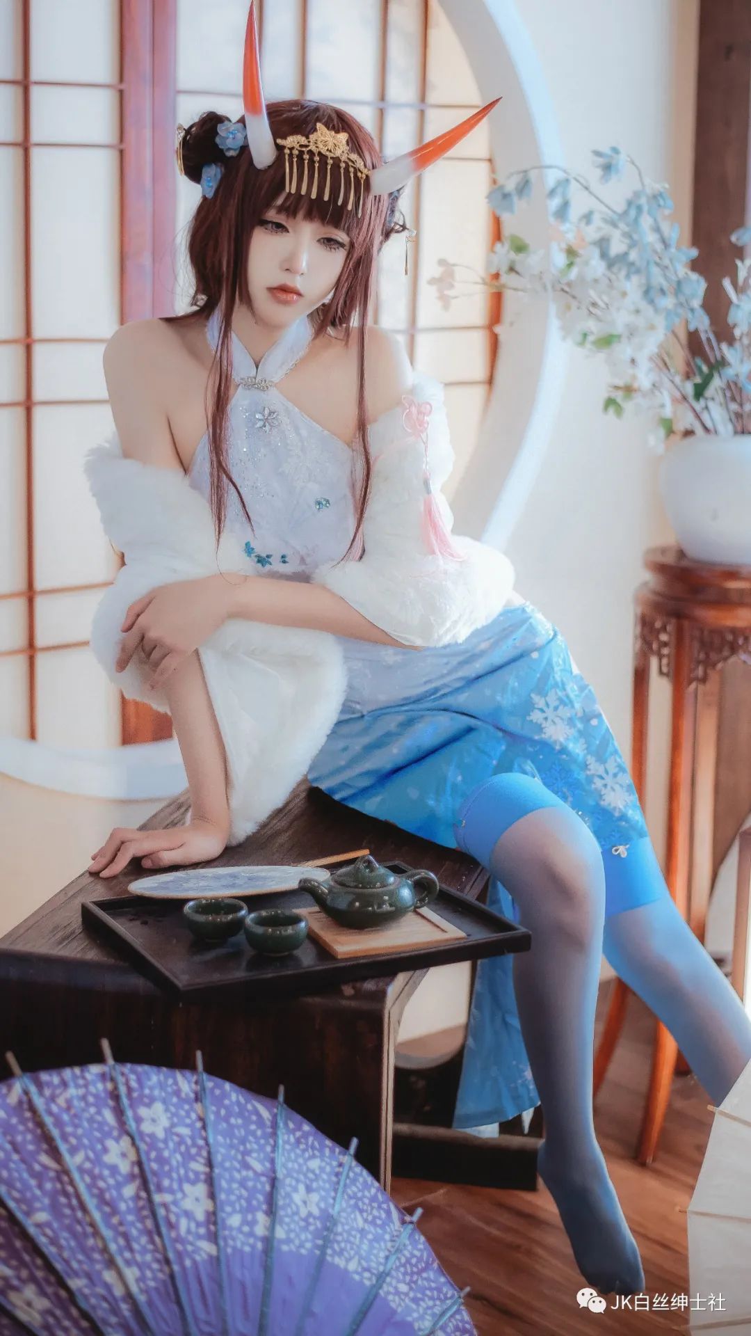 碧蓝航线|cos：碧蓝航线能代海蓝色旗袍cos正片@工藤新伍