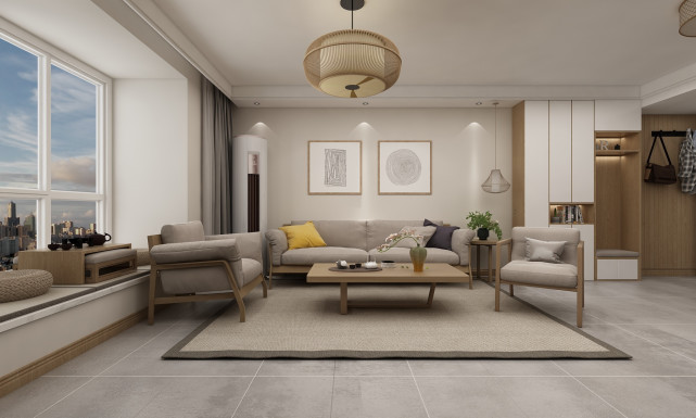 130平日式风三居室，略带一丝丝禅意沁入心扉，质朴清雅