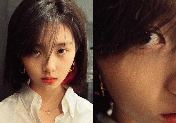 grace|曹格11岁女儿化浓妆！涂红唇画眼线表情霸气，穿黑吊带身材纤细