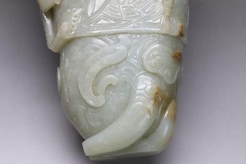 和田玉籽料|舊藏和田玉籽料“螭龙象首觞杯”