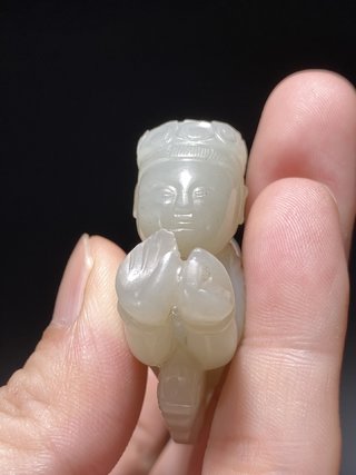 玉雕|明 和田玉籽料 白玉 飞天 挂件把件