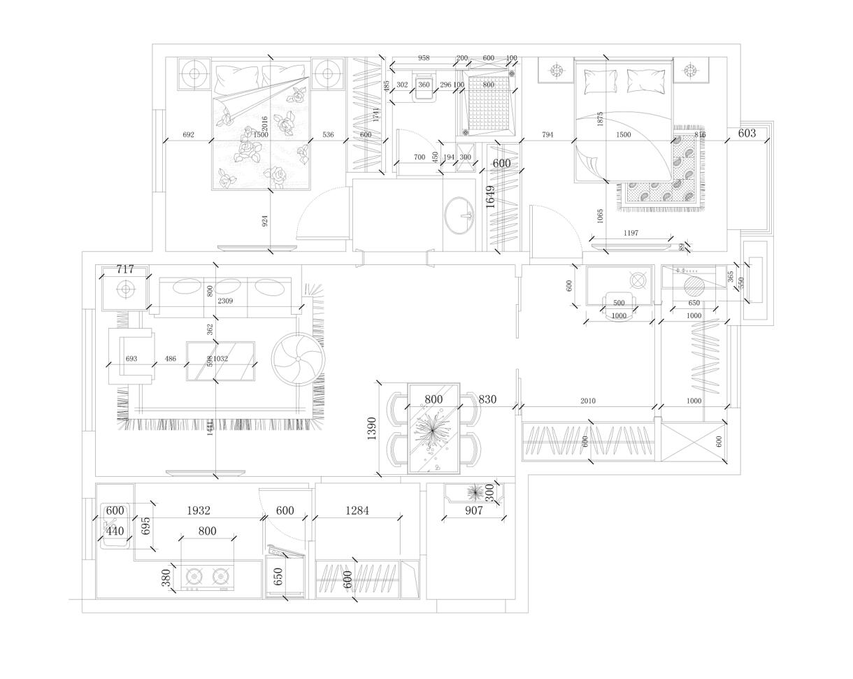 73平现代风二居室,线条简约流畅,色彩对比强烈,功能性强