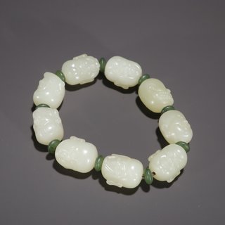 铜币|和田玉罗汉手串