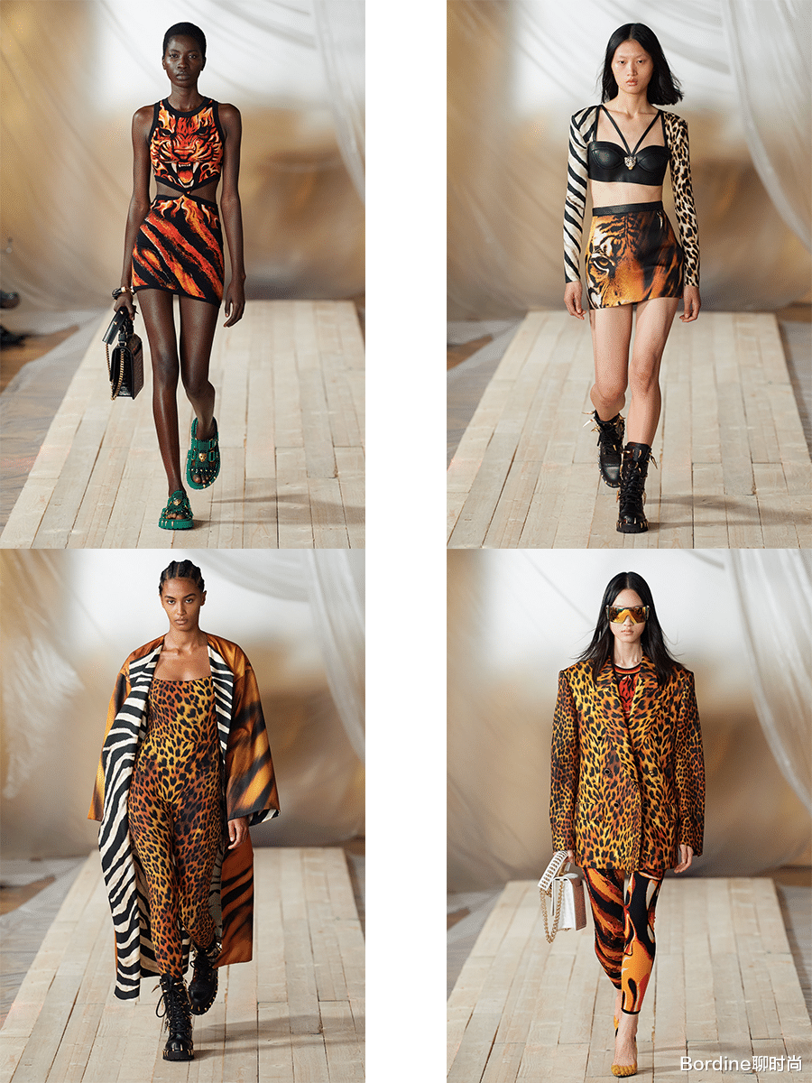 Roberto Cavalli 2022春夏系列，虎纹、豹纹、斑马纹，野性也多了分时尚