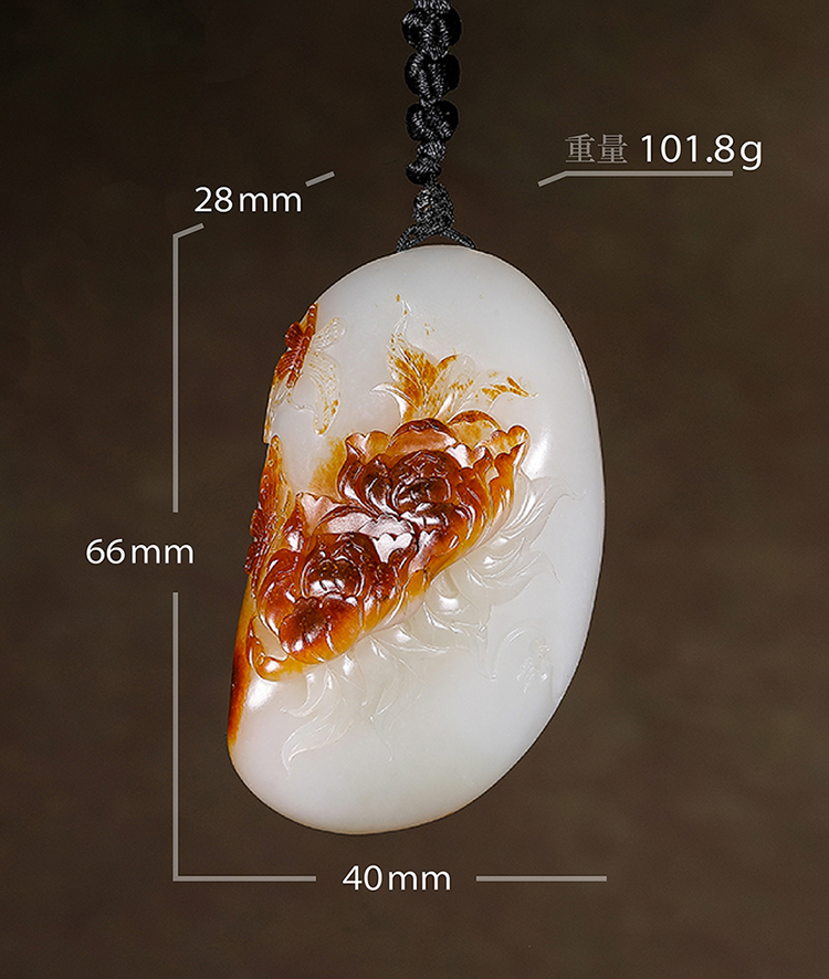 玉雕|「璞玉雅藏」聚红皮独籽 红皮白肉 于雪涛玉雕《花开富贵》和田玉籽料把件鉴赏