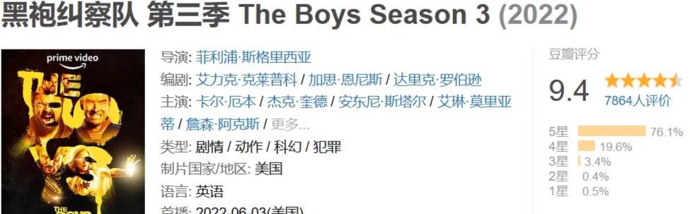 黑袍纠察队|“英雄克星”回来了，尺度依旧破表，9.4分你还不看吗？