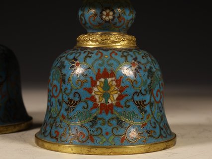 乾隆|清乾隆,掐丝珐琅缠枝莲纹酥油灯一对