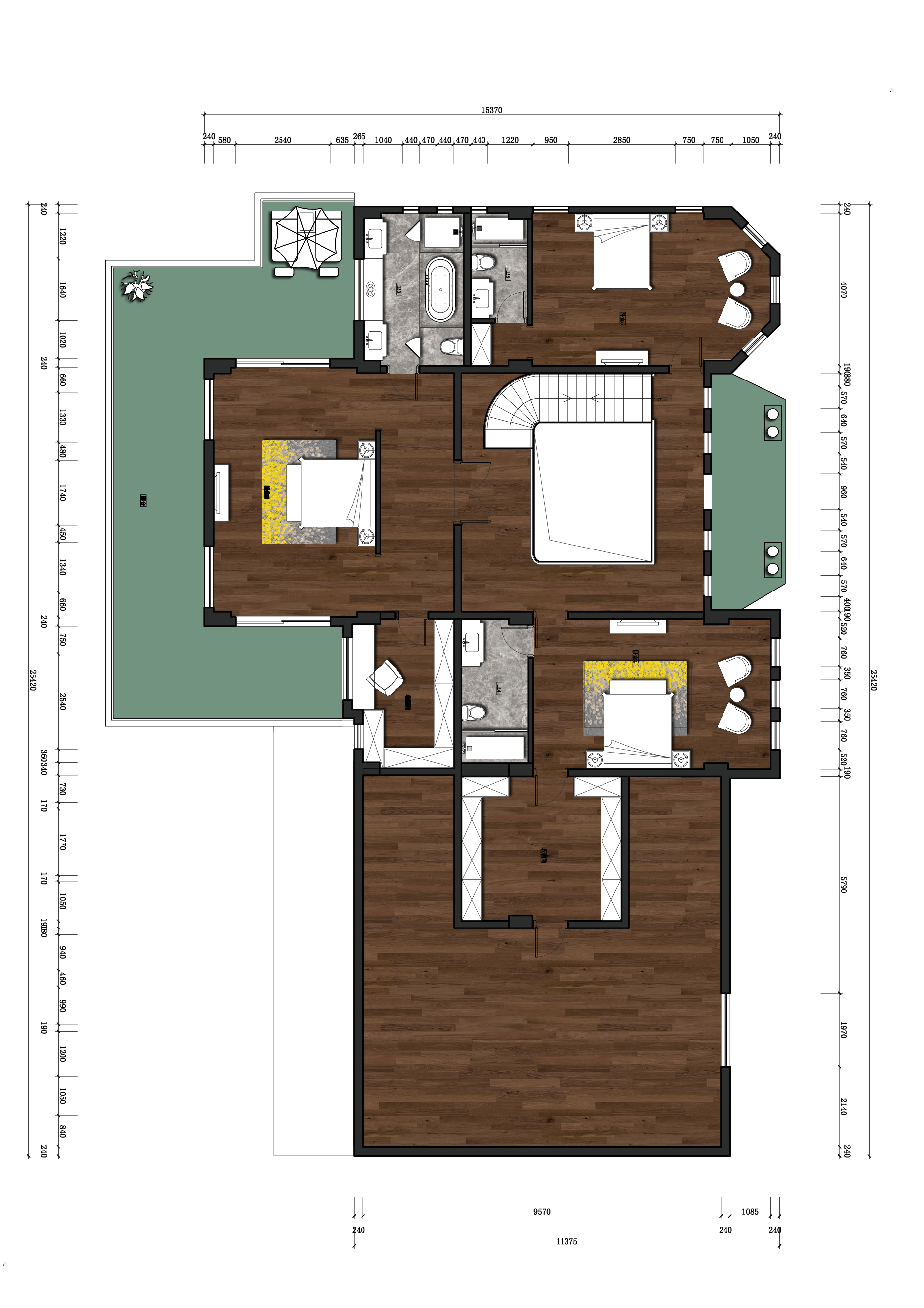 700平米现代简约风别墅装修，这么素雅清爽的设计漂亮