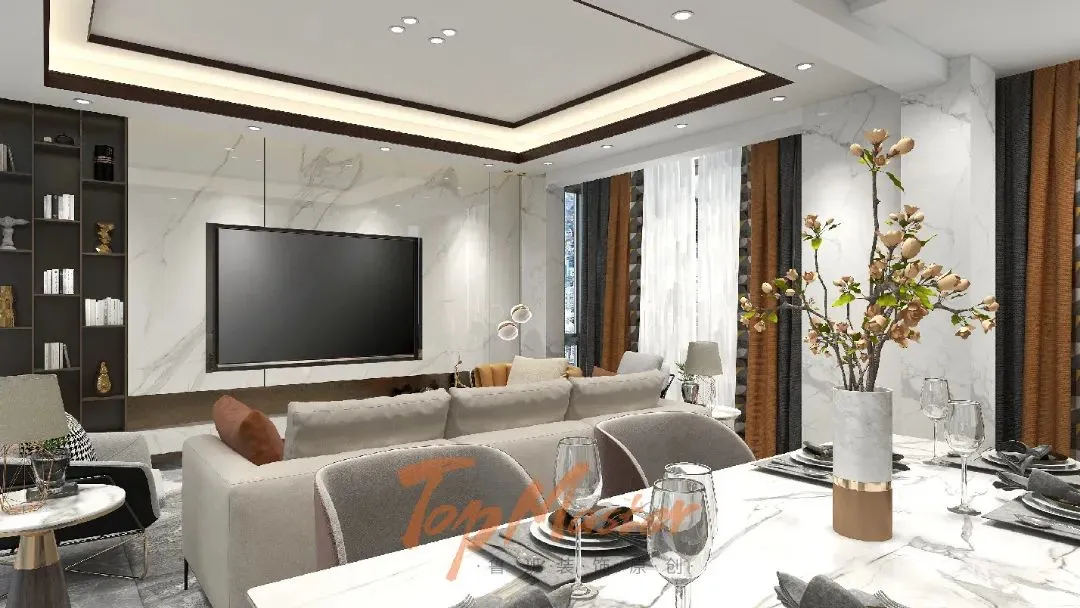 【鲁班装饰】翡翠花园168㎡轻奢混搭风格，当喜欢和合适撞个满怀。