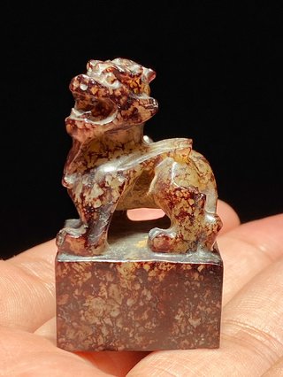 和田玉籽料|汉 和田玉籽料沁色 辟邪钮印 兽钮 玉印 印章