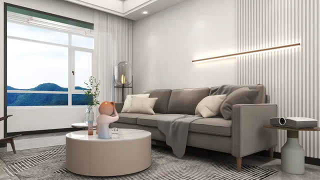 96 m简约风格，摒弃传统的电视墙设计，这样更高级