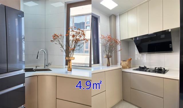 看了这个4.9㎡厨房,我建议转角橱柜做弧形处理,鸡肋变“香饽饽”