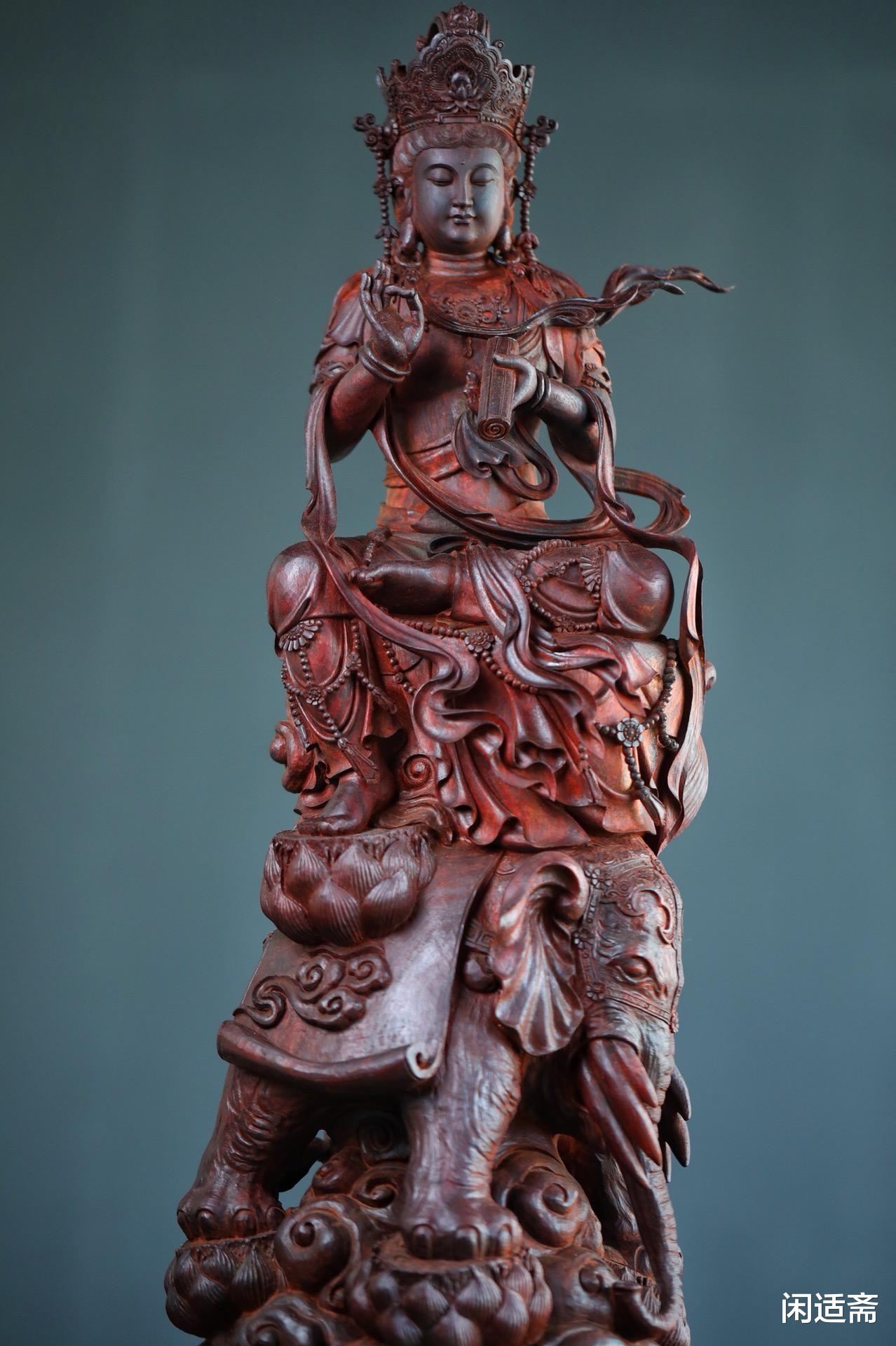 小叶紫檀|佛像艺术精品，小叶紫檀木雕，普贤菩萨