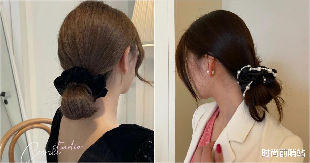 丸子头 十秒钟就能完成，2022夏天韩妞大肠发圈编发发型推荐！甜心教主高马尾、低丸子头是温柔小仙女