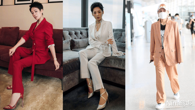 连体裤|真替宁静捏把汗，49岁穿透视连体裤走机场不低调，挑染金色短发手插袋超霸气