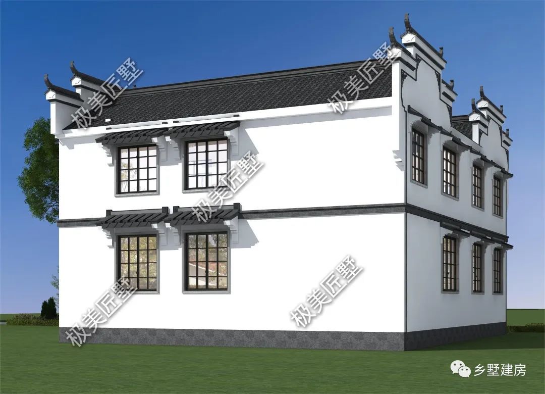 老家房子这样建,一层商用诊所二层是家,徽派风格典雅有气质