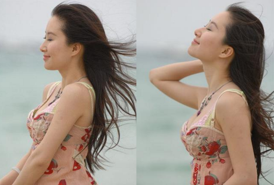 舒畅|舒畅海边度假照曝光，低领吊带裙曲线太美，清纯人设彻底崩塌