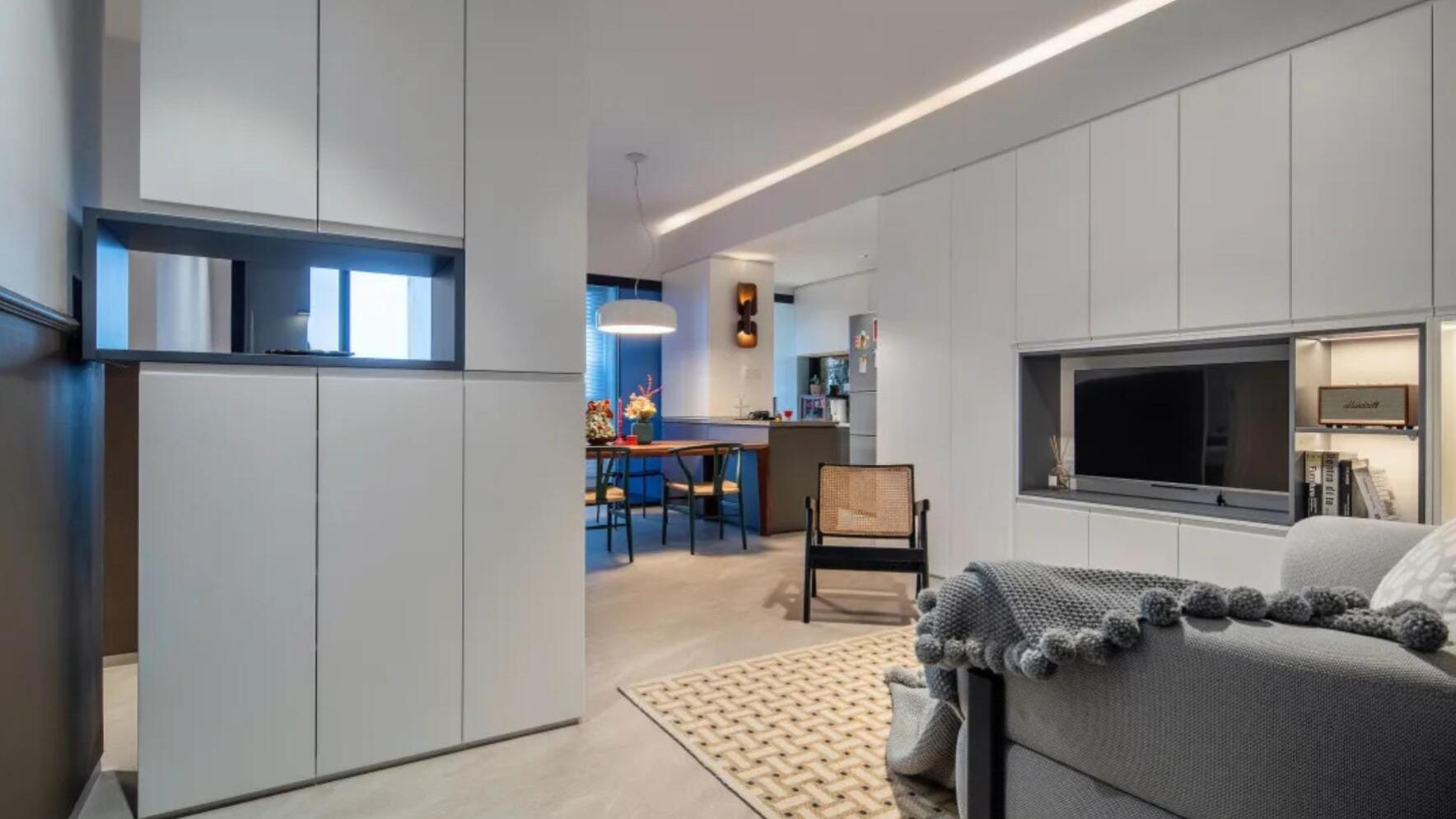 阳台一分为三，客餐厅互调，她87㎡家，简直将实用性拉满了