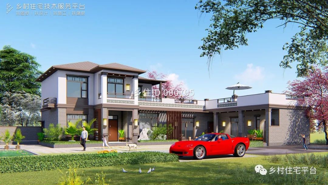 乡住平台免费图纸土建52万面宽32m进深18m广西玉林二层新中式别墅